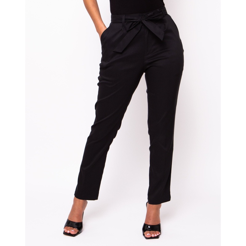 Cosmopolitan Waist Tie-Belt Trousers