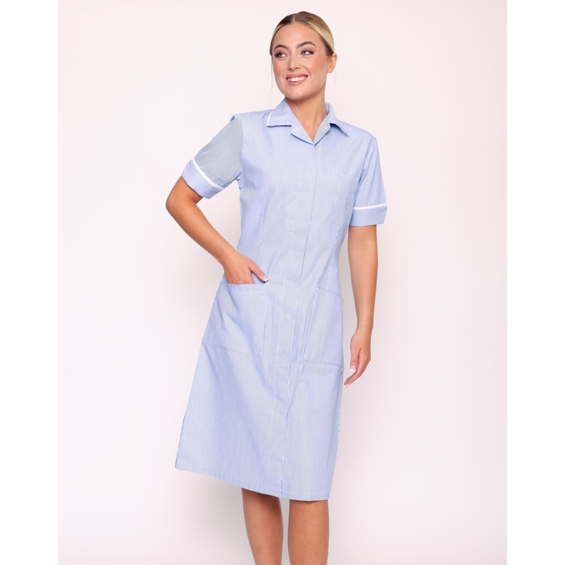Nurse Stripe Stud Dress