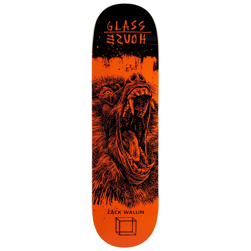 Glass House Wallin Baboon Skateboard Deck – Flourescent Orange – 8.75
