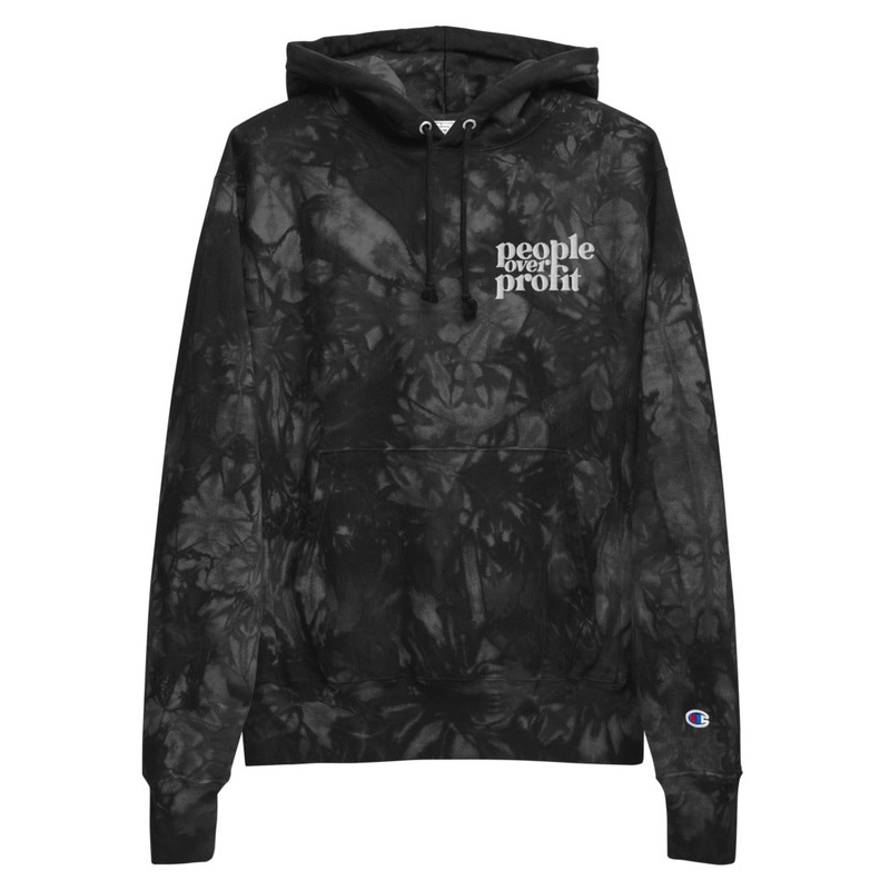 People Over Profit — Unisex Champion tie-dye hoodie