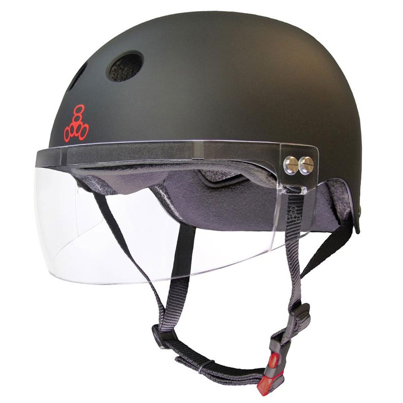 Triple Eight Certified Sweatsaver With Visor Helmet – Black Rubber