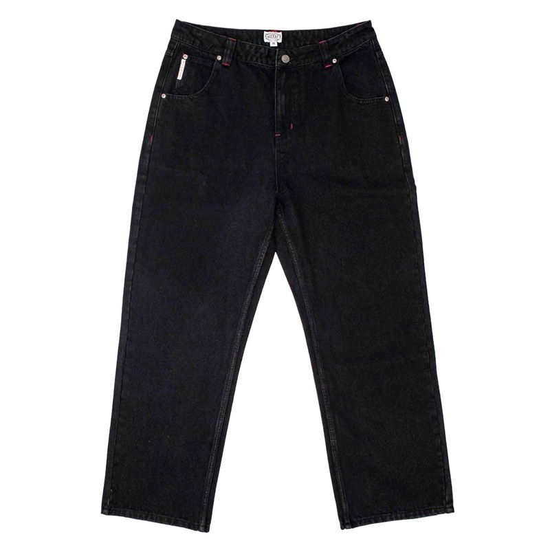 Hoddle Sonas Jeans – Black/Red Contrast Stitch