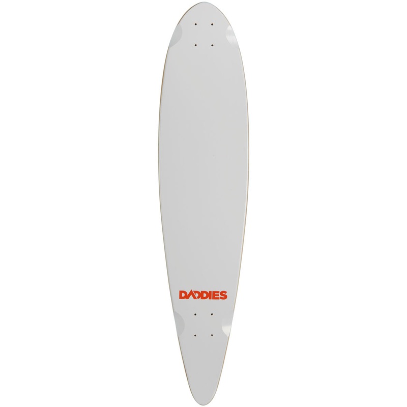 Daddies Logo Pintail Longboard Deck – White