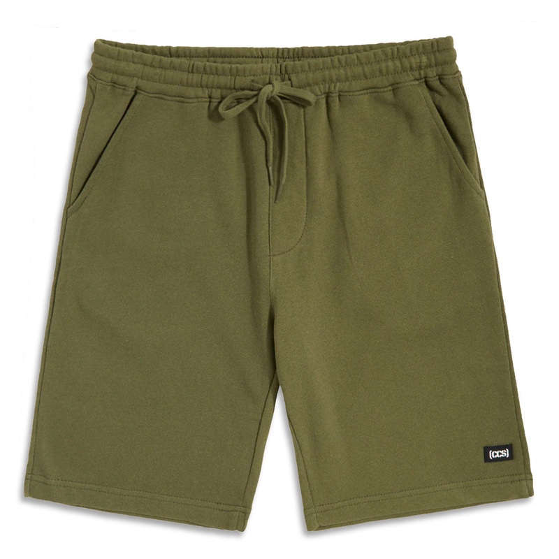 CCS Logo Rubber Patch Sweat Shorts – Army Green