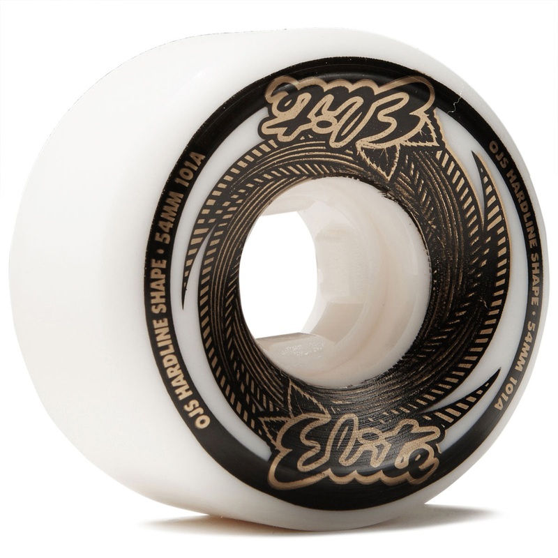 OJ Elite Hardline 101a Skateboard Wheels – White/Gold – 54mm
