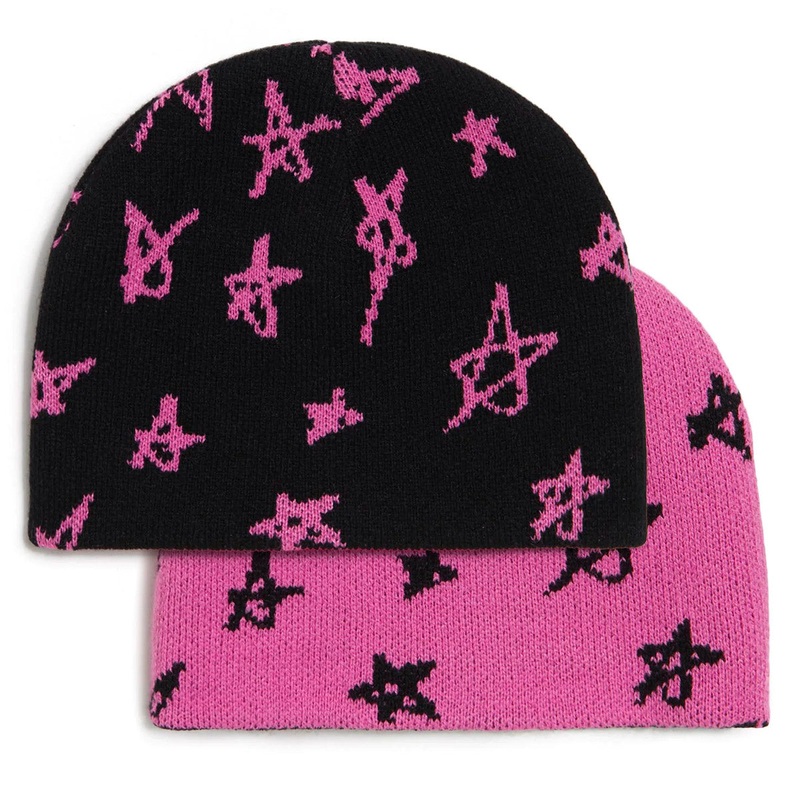 CCS Stars Reversible Skully Beanie – Black/Pink