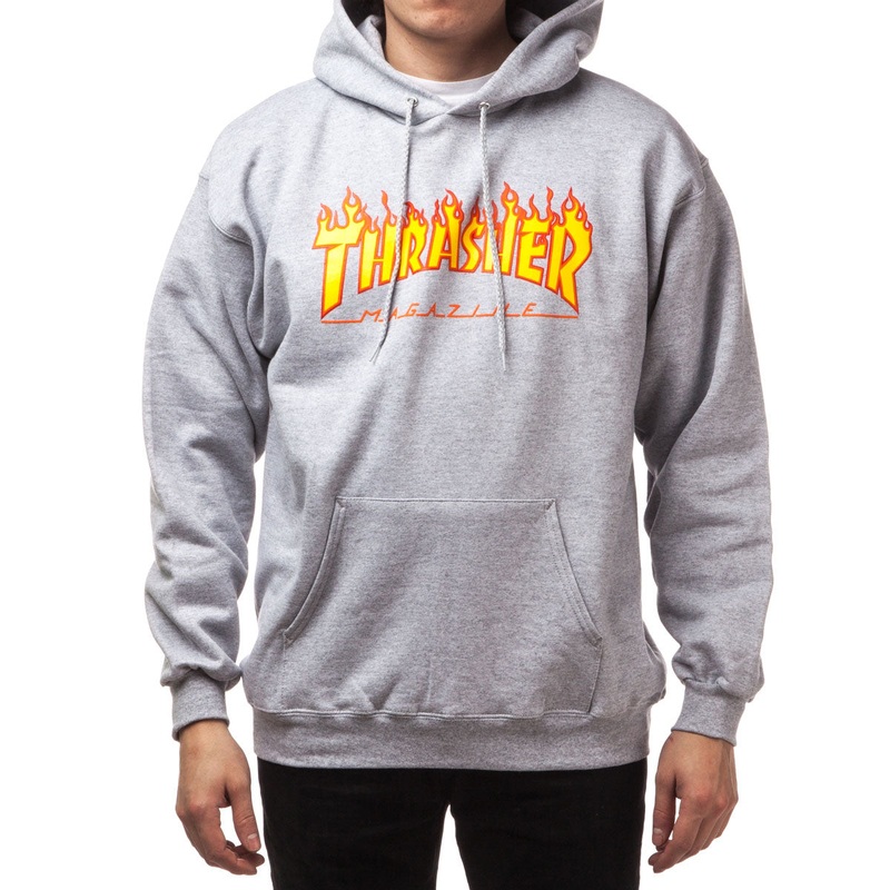 Thrasher Flame Hoodie – Grey