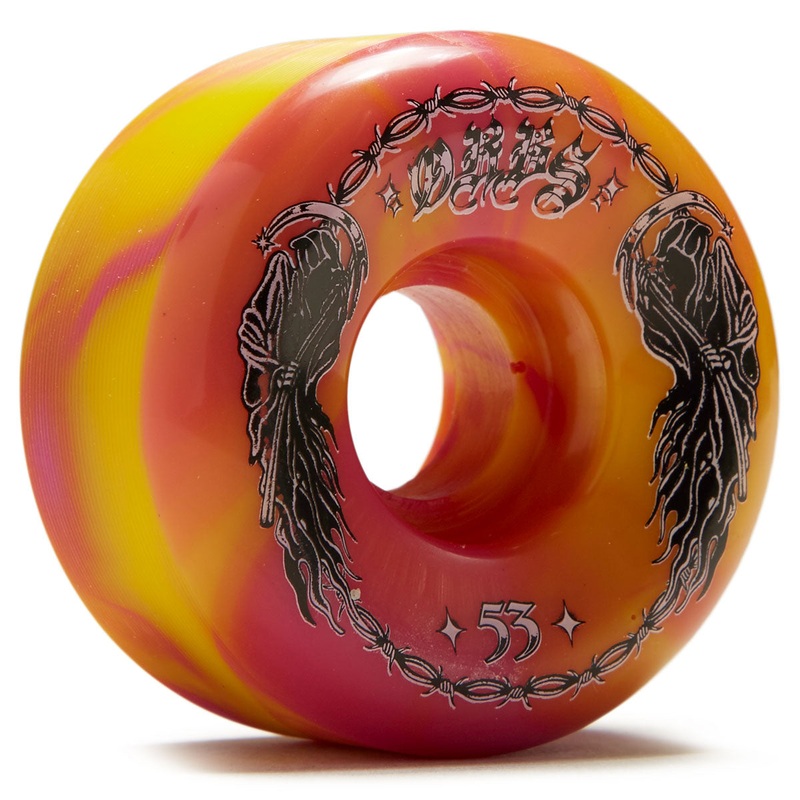 Welcome Orbs Specters ’23 Conical 99A Skateboard Wheels – Pink/Yellow Swirl – 53mm