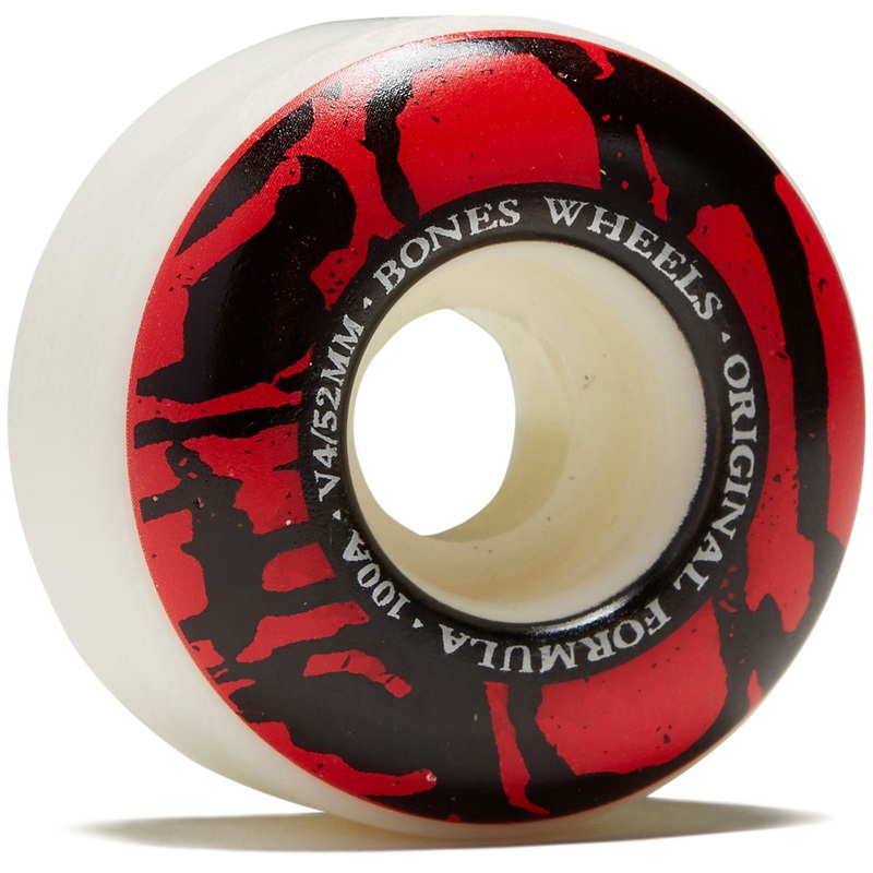Bones 100s Mummy Skulls V4 Wide Skateboard Wheels – White – 52mm