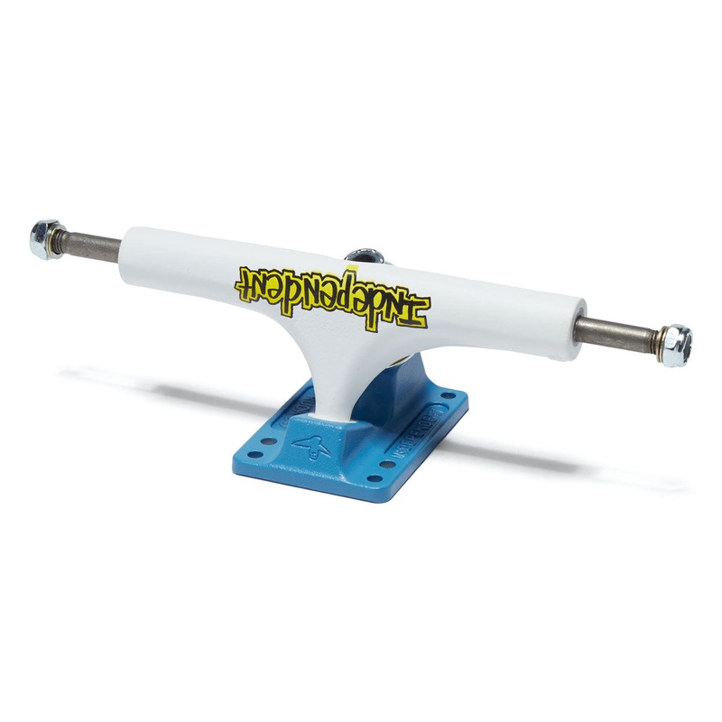 Independent Stage 4 Pro Mark Gonzales Flat Skateboard Trucks – White/Blue – 146mm