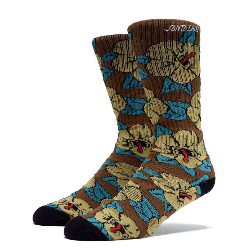 Santa Cruz Screaming Hibiscus Mid Crew Socks – Brown