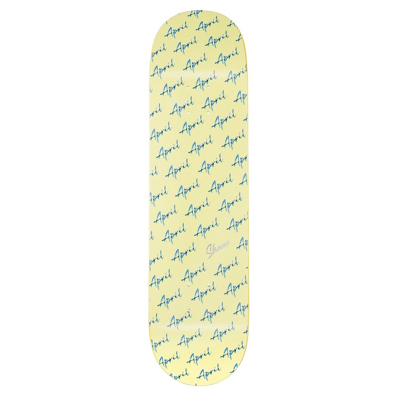 April Shane Script Logo Skateboard Deck – Yellow – 8.50
