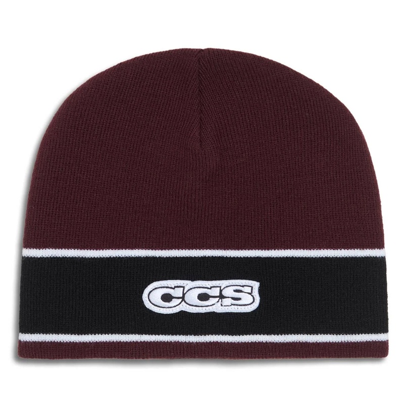 CCS Icon Skully Beanie – Maroon/Black