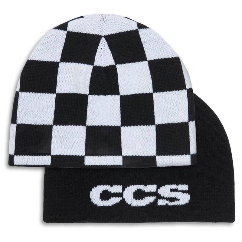 CCS Reversible Checkerboard Skully Beanie – Black/White
