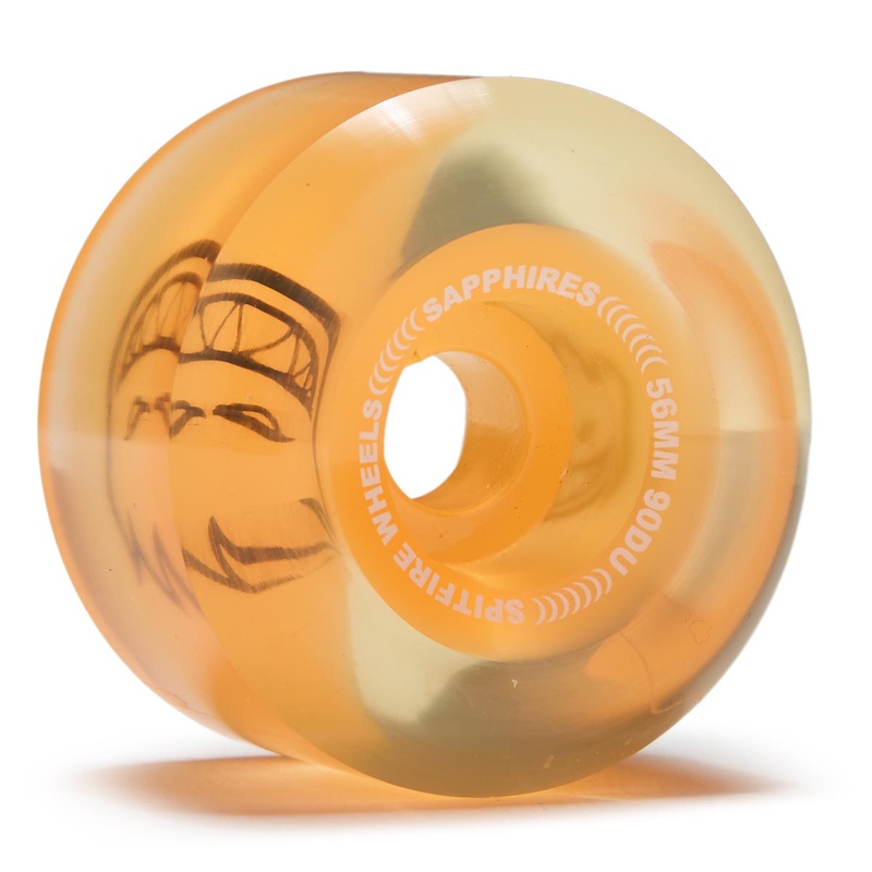 Spifire 90d Sapphires Skateboard Wheels – Clear/Neon Orange – 56mm