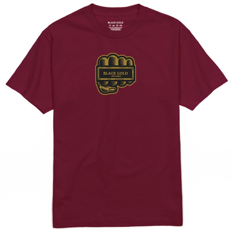Black Gold 4 Finger Ring T-Shirt – Burgundy