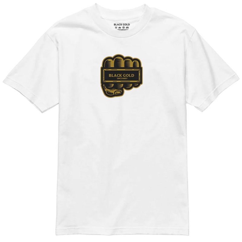 Black Gold 4 Finger Ring T-Shirt – White