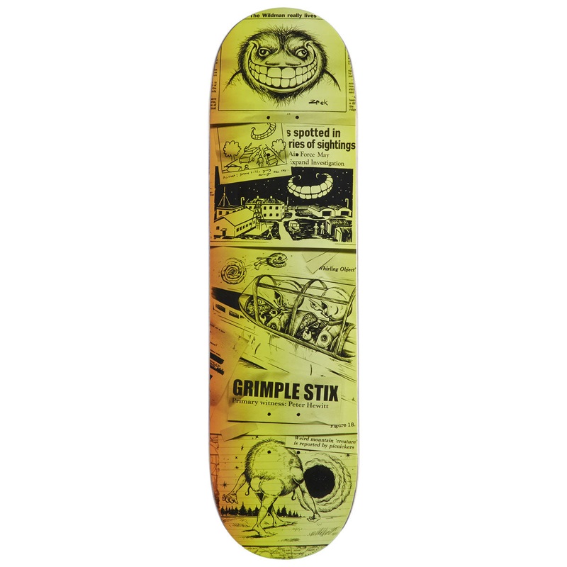 Anti-Hero Hewitt Grimple Sticks Sightings Skateboard Deck – Yellow – 8.38