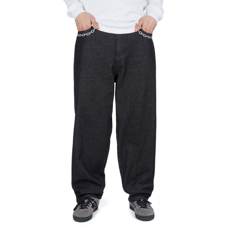 CCS Baggy Taper Denim Jeans – Chain Black