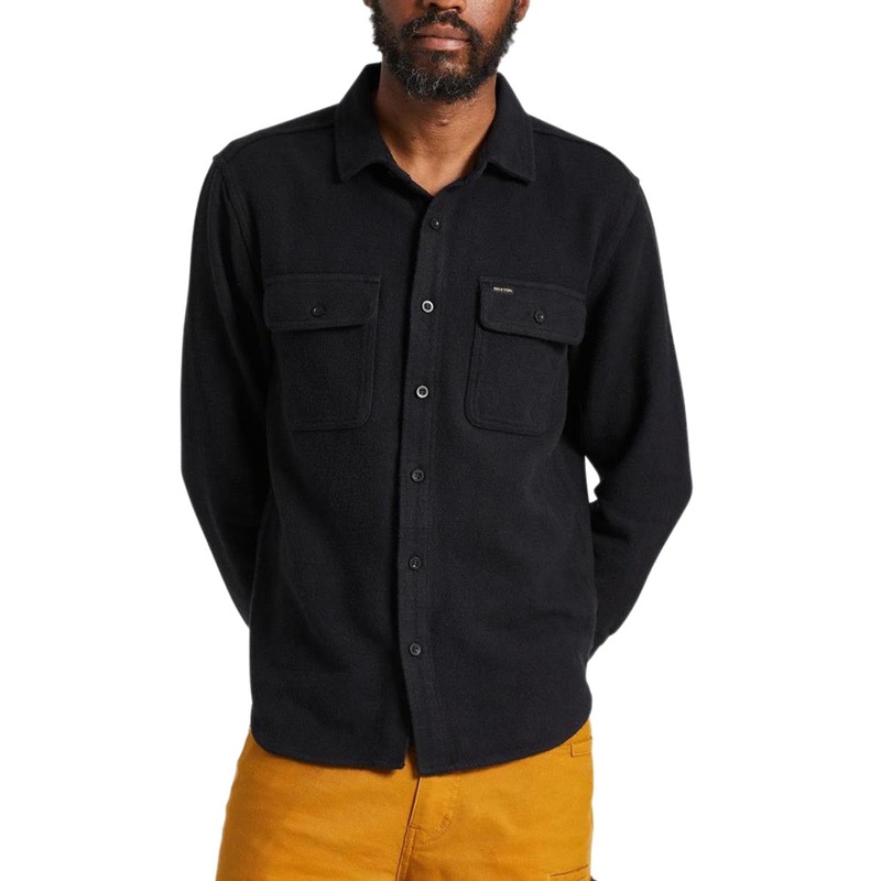 Brixton Bowery Textured Twill Over Shirt – Black