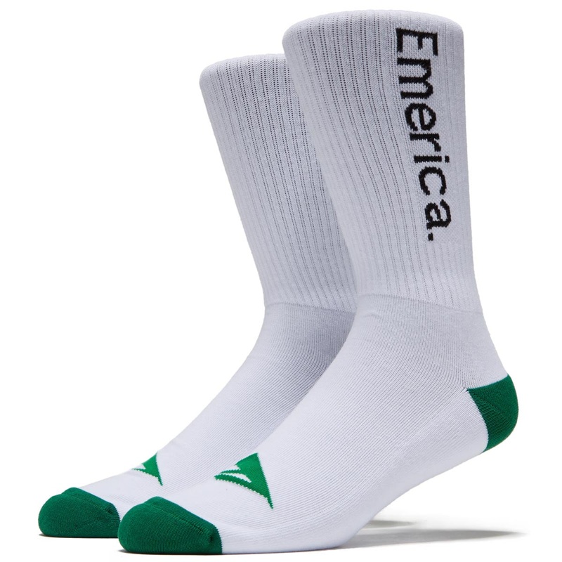 Emerica Emerica Pure Crew Socks – White/Green
