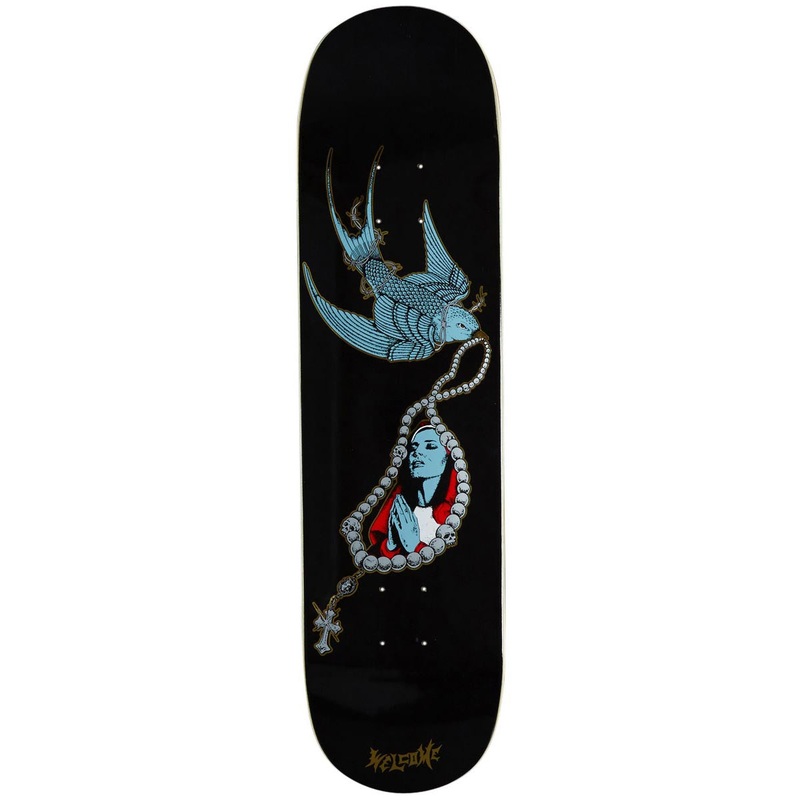 Welcome Rosary On A Popsicle Skateboard Deck – Black/Gold Foil – 8.00