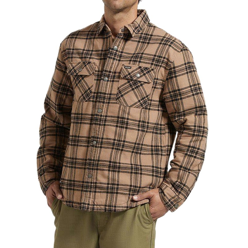 Brixton Bowery Quilted Long Sleeve Flannel Shirt – Woodsmoke/Black