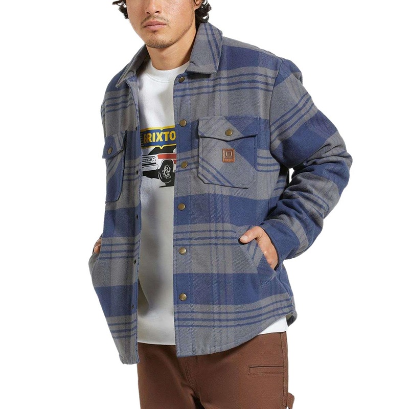 Brixton Durham Lined Jacket – Washed Navy/Beige Plaid