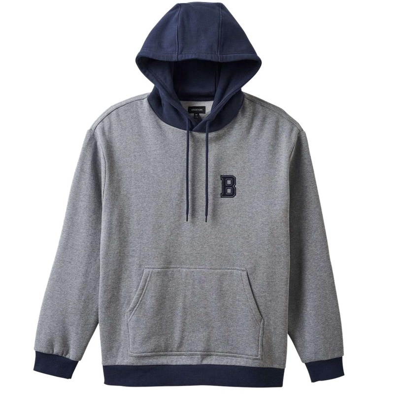 Brixton Retro Heavyweight Hoodie – Heather Grey/Washed Navy