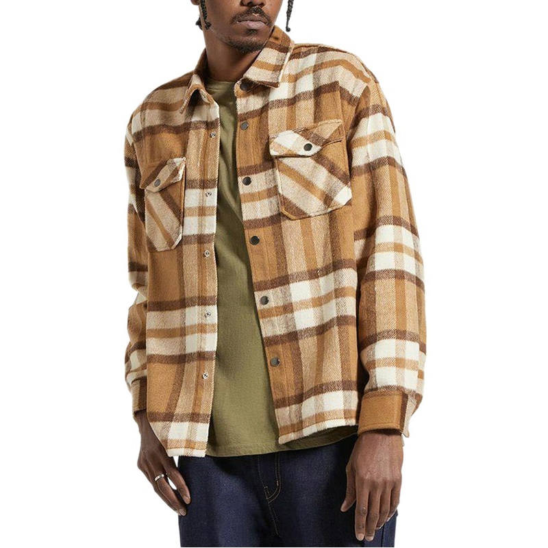 Brixton Selden Soft Brushed Flannel Shirt – Tan/Bison