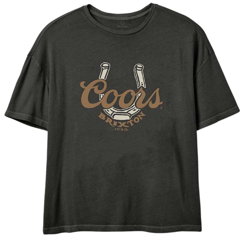 Brixton x Coors Womens Luck Oversized Bf T-Shirt – Washed Black