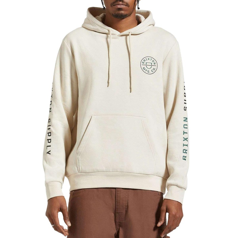 Brixton Crest Hoodie – Beige/Black/Pine Needle