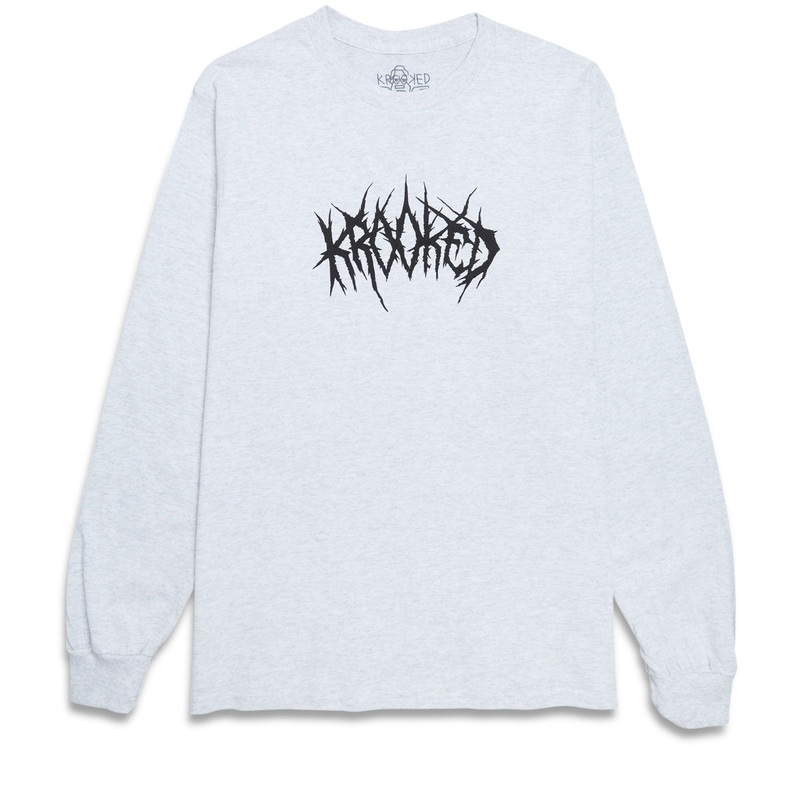 Krooked Necro Skript Long Sleeve T-Shirt – Ash/Black