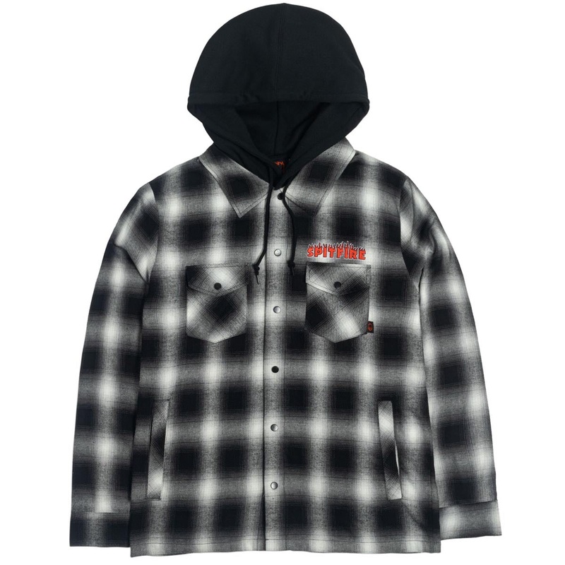 Spitfire Demonseed Hooded Flannel Shirt – Black/White