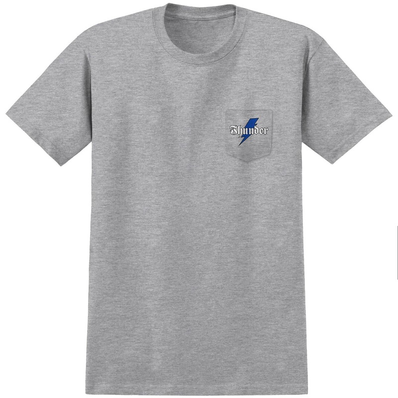 Thunder Bolt Script Pocket T-Shirt – Sport Grey/White/Blue/Black