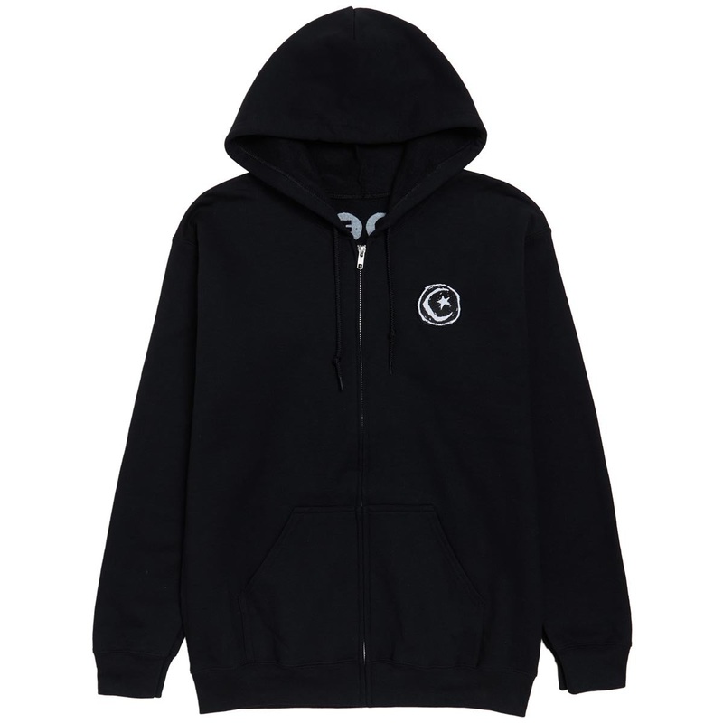 Foundation Star And Moon Embroidered Zip Hoodie – Black