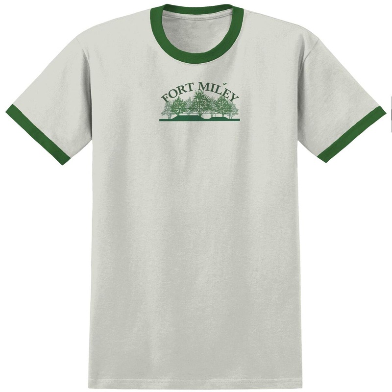 Real Fort Miley Ringer T-Shirt – Natural/Forest Green/Green