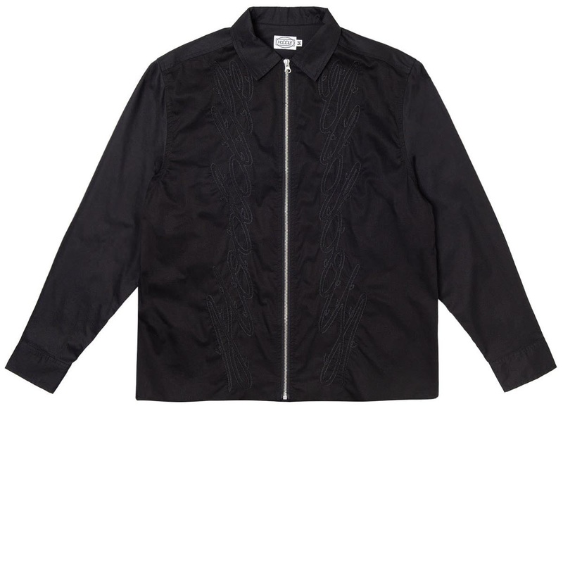 Hoddle Thorn Zip Up Long Sleeve Shirt – Black