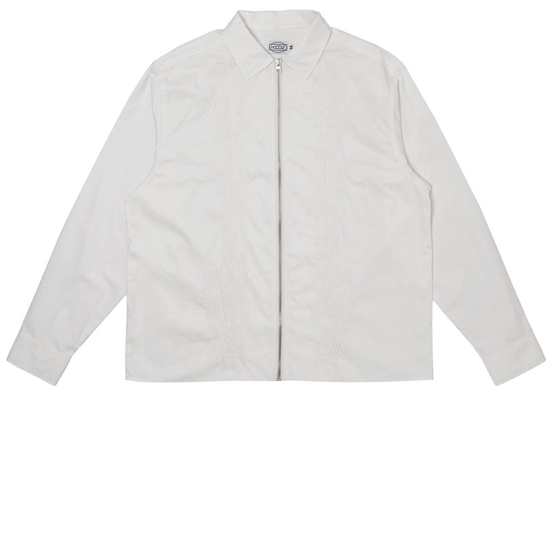 Hoddle Thorn Zip Up Long Sleeve Shirt – White
