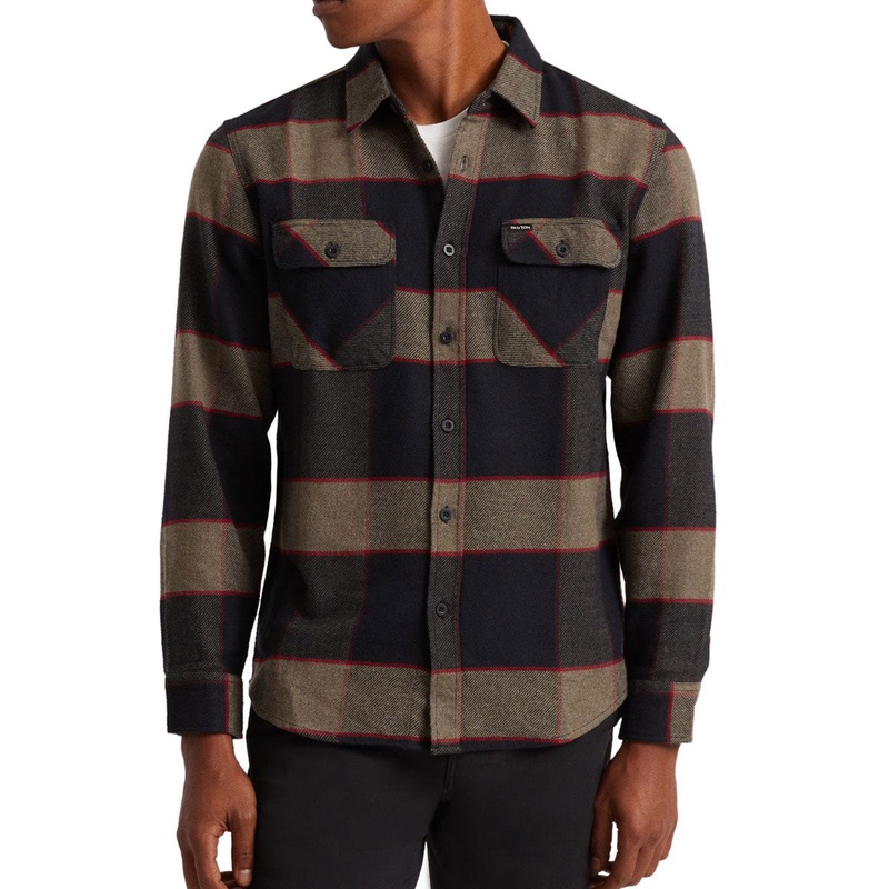 Brixton Bowery Long Sleeve Shirt – Heather Grey/Charcoal