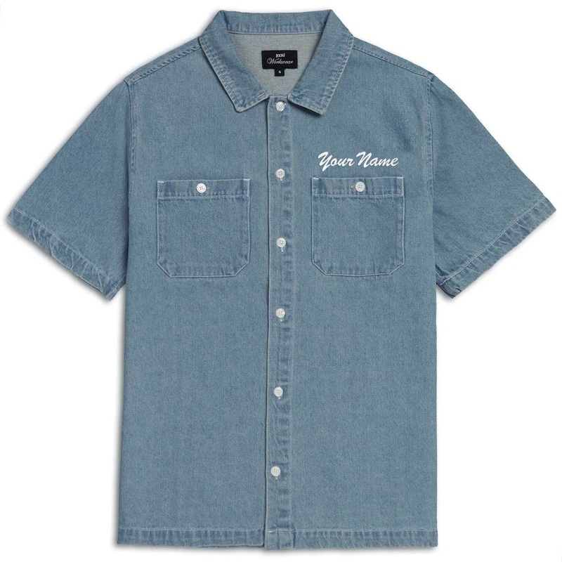 CCS Custom Embroidered Work Shirt – Light Blue Denim