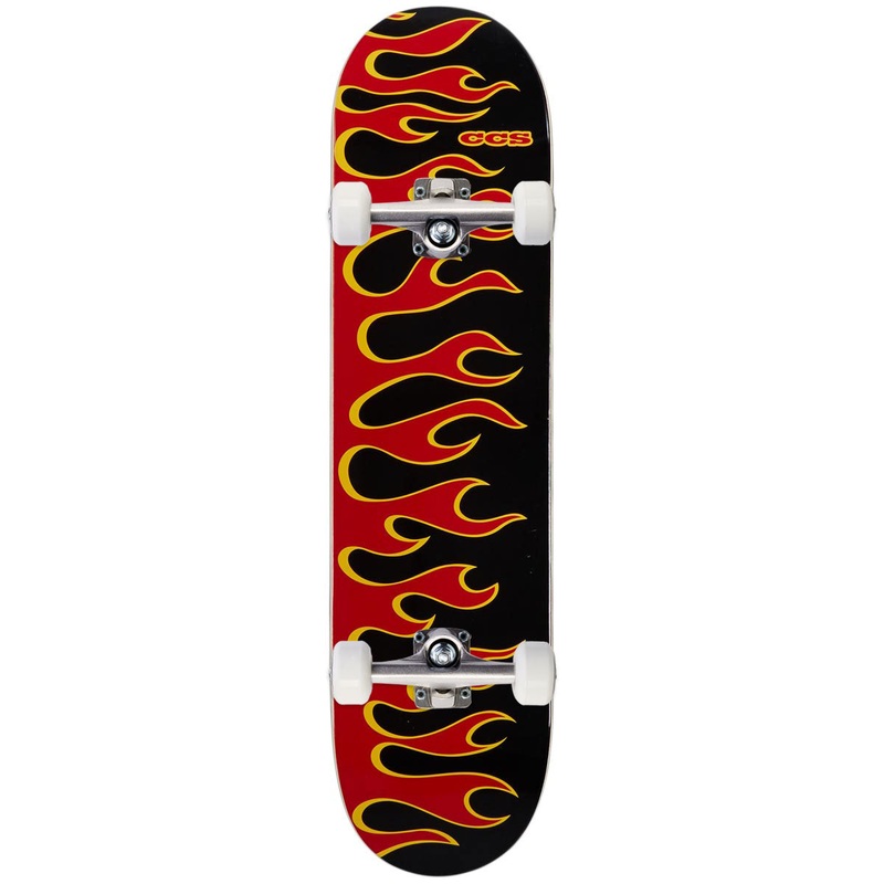 CCS Flames Mini Skateboard Complete – Black/Red – 7.00