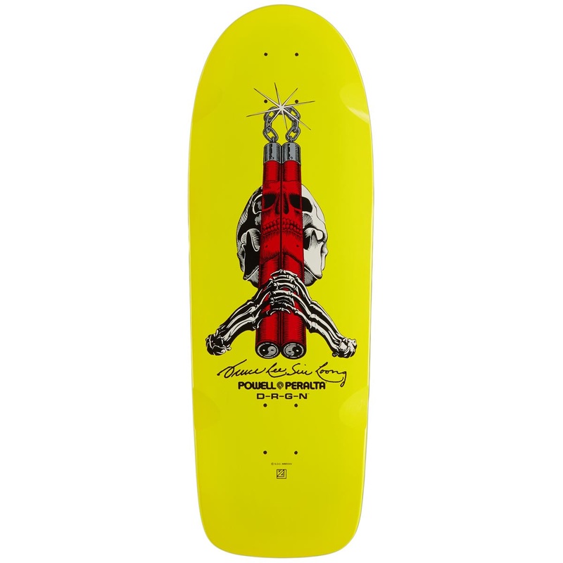 Powell-Peralta Bruce Lee Skull And Numchucks Skateboard Deck – Yellow – 10.00