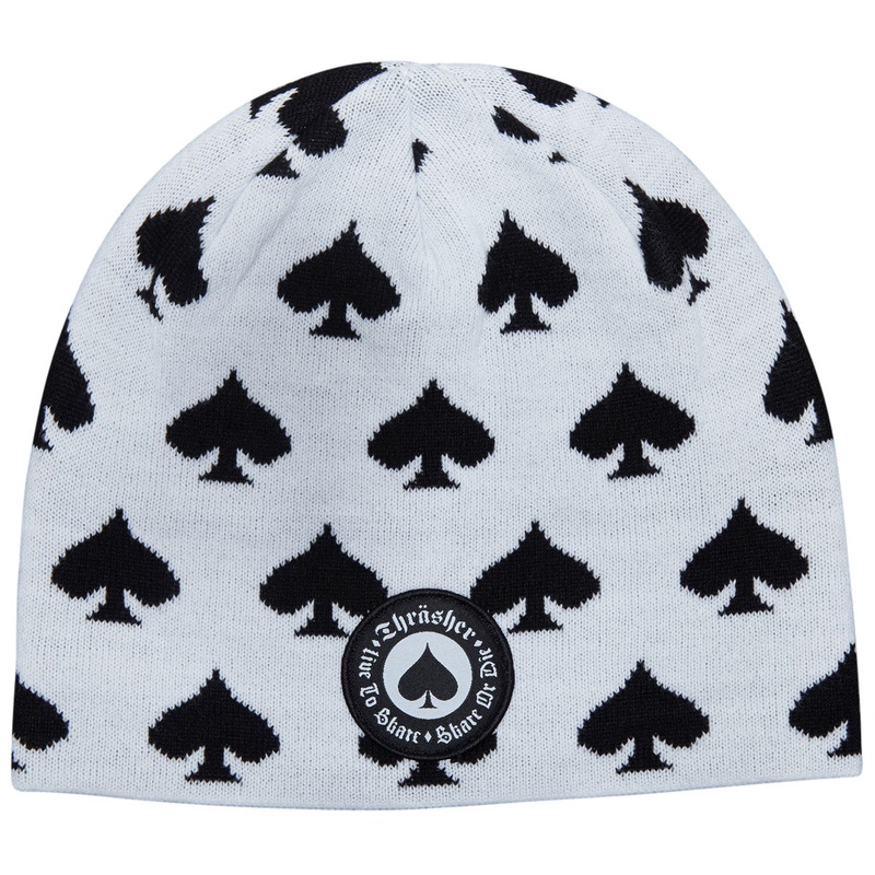 Thrasher Oath Skully Beanie – White