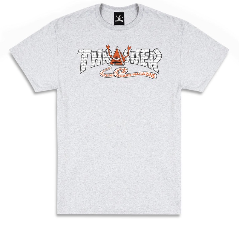 Thrasher x Toy Machine Pyramid T-Shirt – Ash Grey