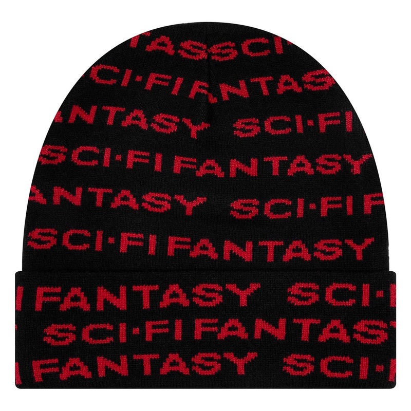 Sci-Fi Fantasy Repeat Logo Beanie – Black