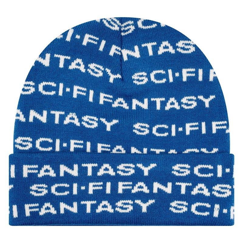 Sci-Fi Fantasy Repeat Logo Beanie – Blue