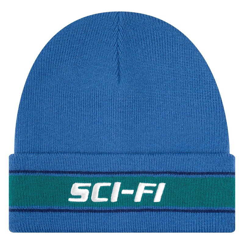 Sci-Fi Fantasy Stripe Fold Logo Beanie – Blue