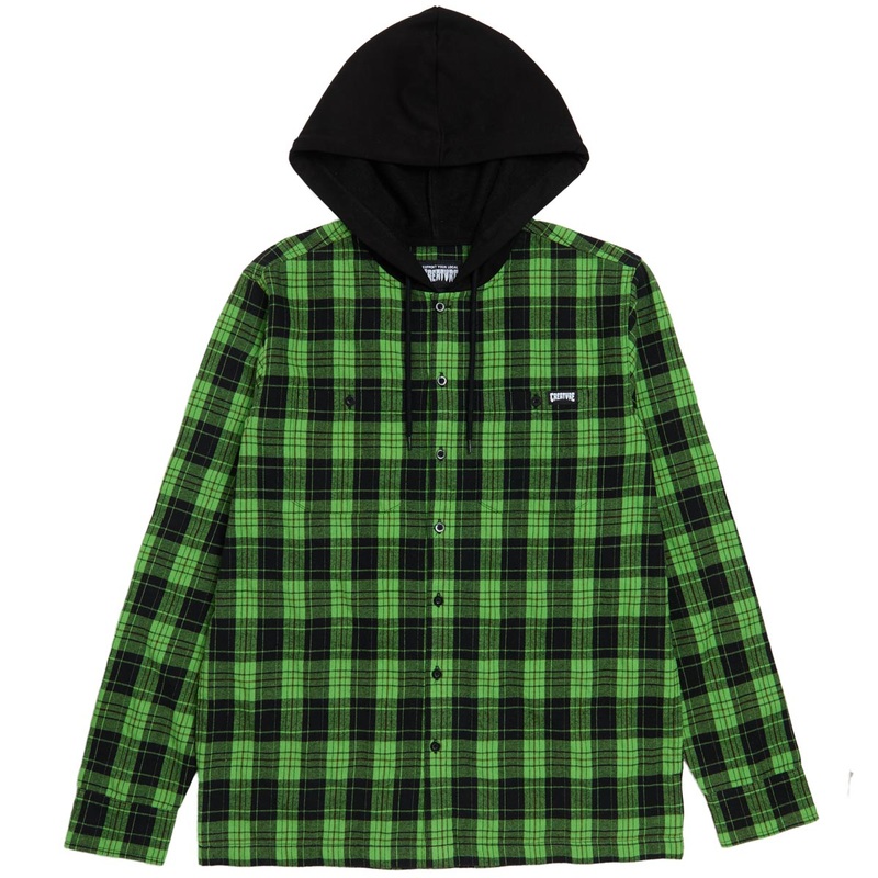 Creature Bat Relic Long Sleeve Flannel Shirt – Green/Black