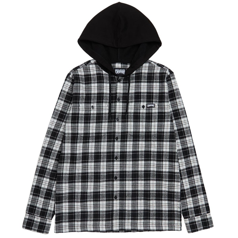 Creature Bat Relic Long Sleeve Flannel Shirt – White/Black